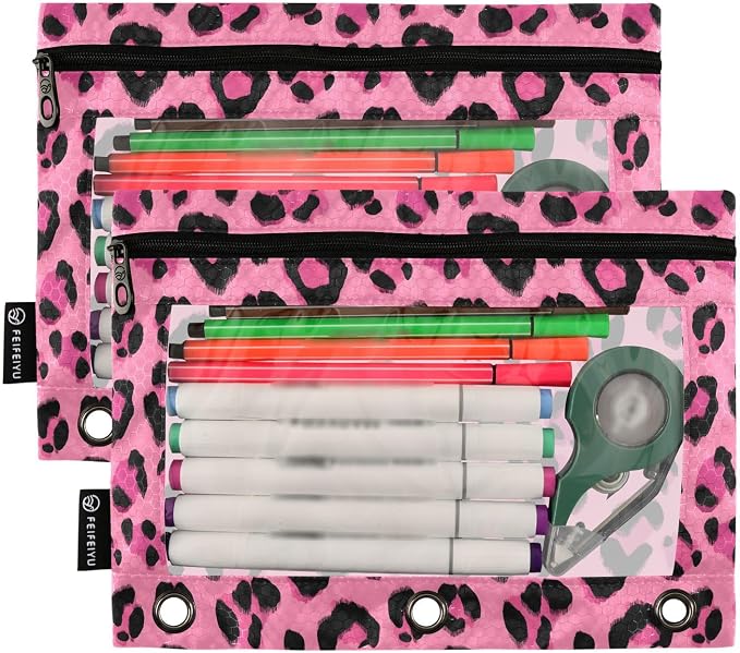 Custom Hot Pink Black Leopard Print Pencil Pouch - Image 2