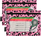 Custom Hot Pink Black Leopard Print Pencil Pouch - Image 2
