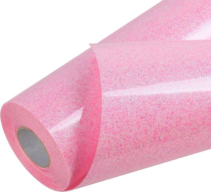TORC Pink Glitter HTV Heat Transfer Vinyl Large Roll 12 inch x 20 ft Sparkly by TORC