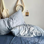 mixinni 100% Washed Cotton Duvet Cover Set King Size, Solid Light Blue Ocean - Image 7