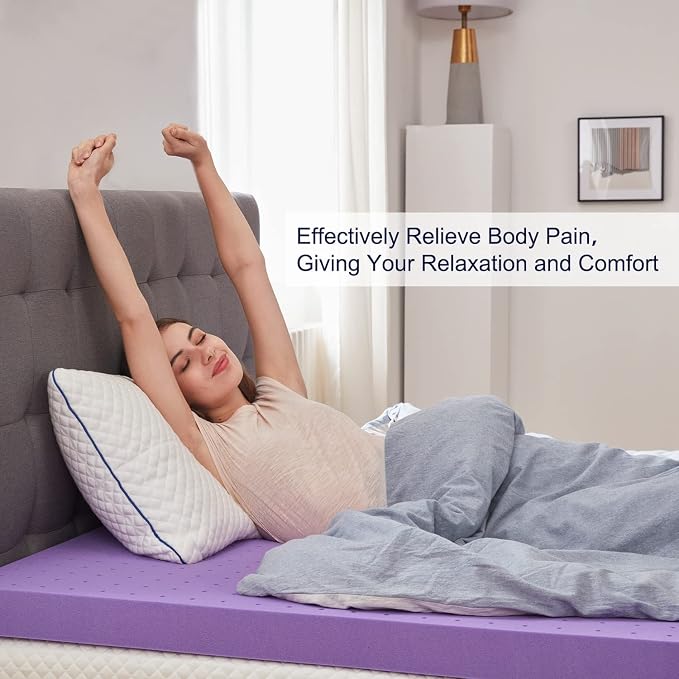 SINWEEK 2 Inch Gel Memory Foam Mattress Topper Ventilated Soft Pressure Relieve - Image 6