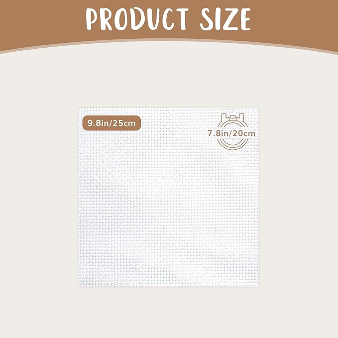 10 PCS White Aida Cloth 14 Count Cross Stitch Fabric | Pre-Cut Squares Fabric - Image 2