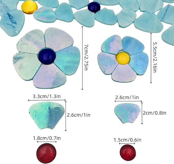 Esweny 12 Flower Stained Glass Mosaic Tiles - Image 4