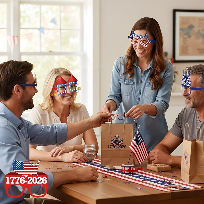 Pajean 32 Pcs USA Patriotic Party Decorations Eyeglasses 250th Anniversary - Image 6