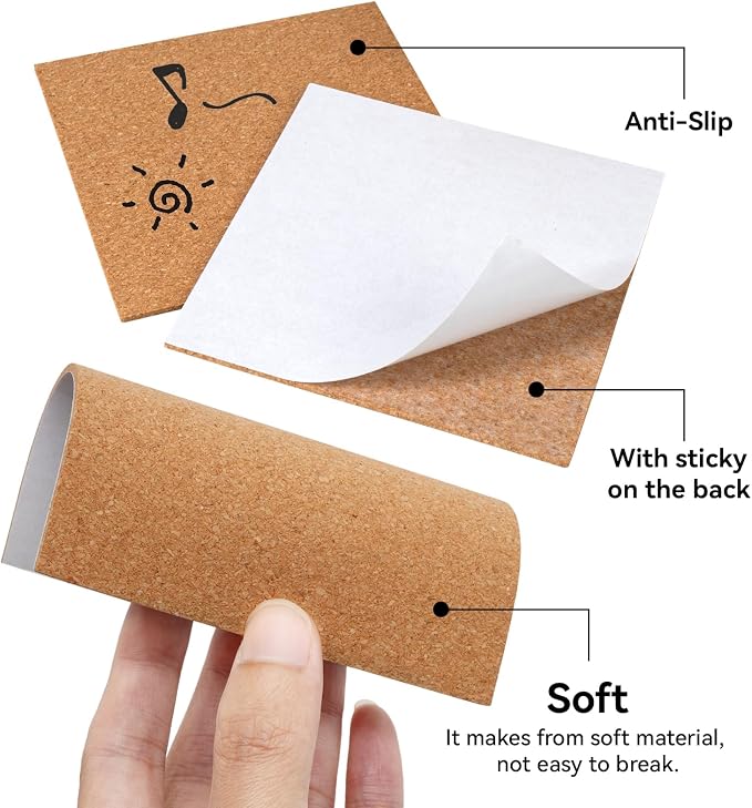 20 Pack Self Adhesive Cork Sheets 4x4 Inch Square, 0.08 in Thick Sticky Back - Image 3