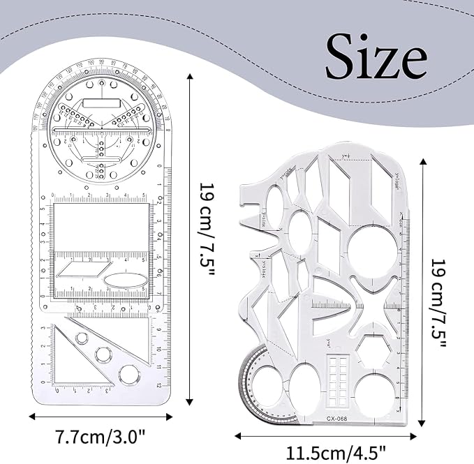 Multifunctional Geometric Ruler, Draft Rulers - Image 3