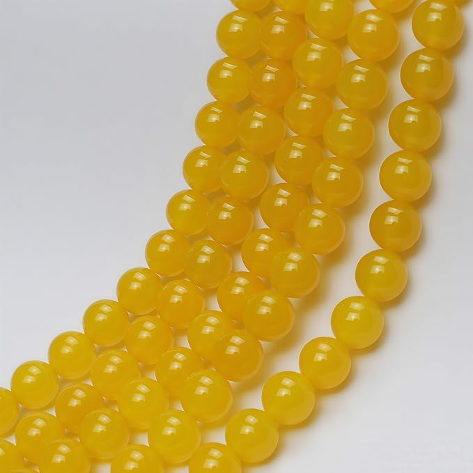 MJDCB 7A Round Natural Yellow Agate Beads Stone Loose Beads - Image 7