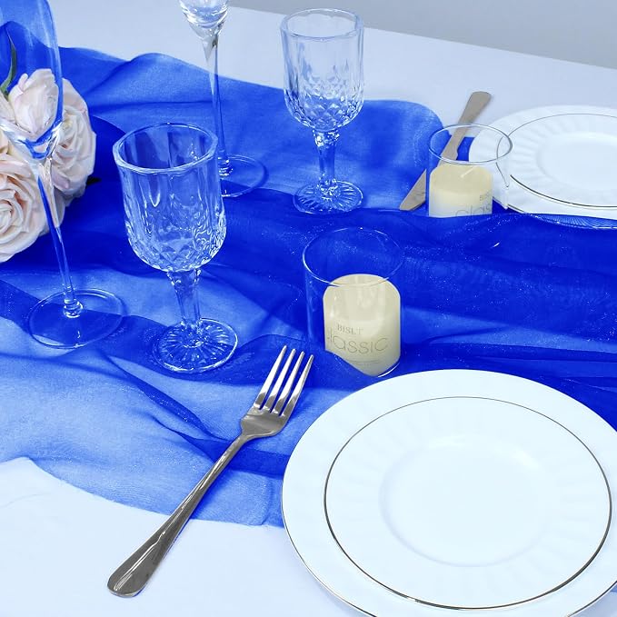 VACVELT Royal Blue Sheer Organza Fabric by The Yard 60" Wide | Semi-Transparent - Image 4