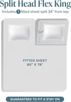 Bare Home Split Head Flex King Sheet Set - Image 2