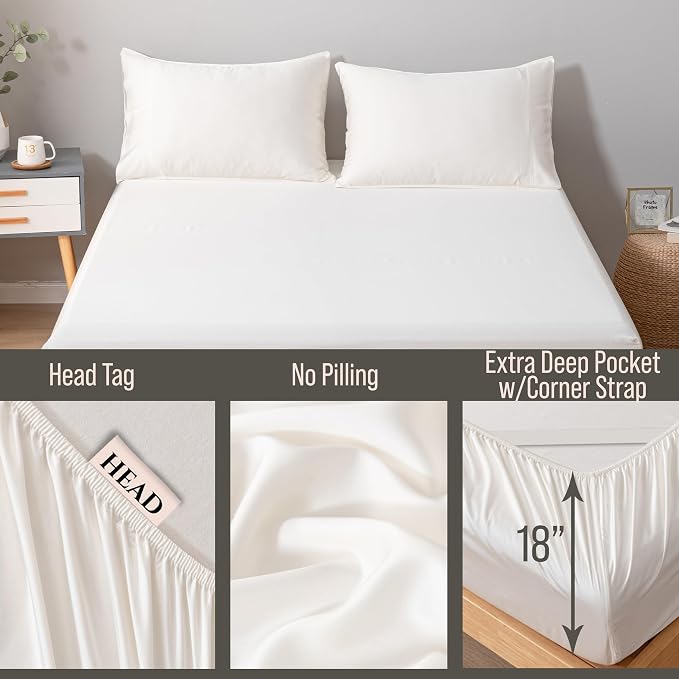 Bella Coterie Queen Size Fitted Sheet Only | Luxury Bamboo Viscose | 100% - Image 3