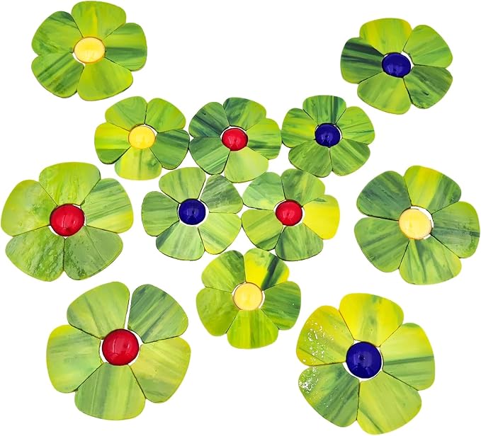 Esweny 12 Flower Stained Glass Mosaic Tiles by Esweny