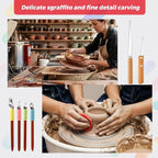 Leriton 8 Pack Pottery Carving Tool Set 5.9inch Sculpture Carving Scraper Tool - Image 5