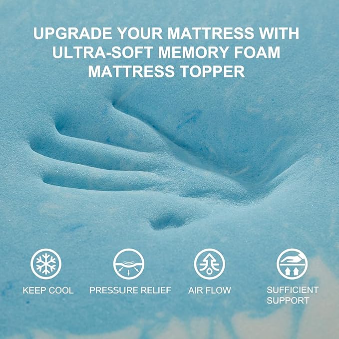 SINWEEK 2 Inch Mattress Topper 5-Zone Memory Foam Mattress Topper Pressure - Image 3