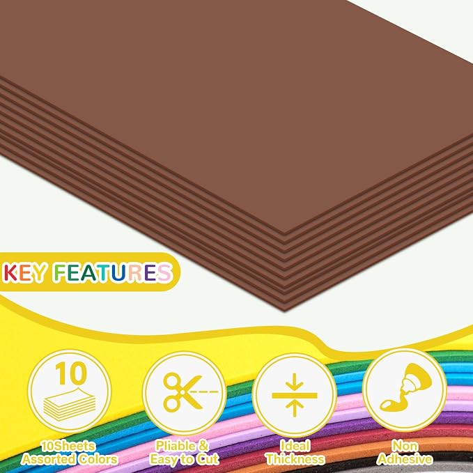 10 Pack Eva Foam Sheets Craft 8 x 12 inch | Foam Paper - Image 3