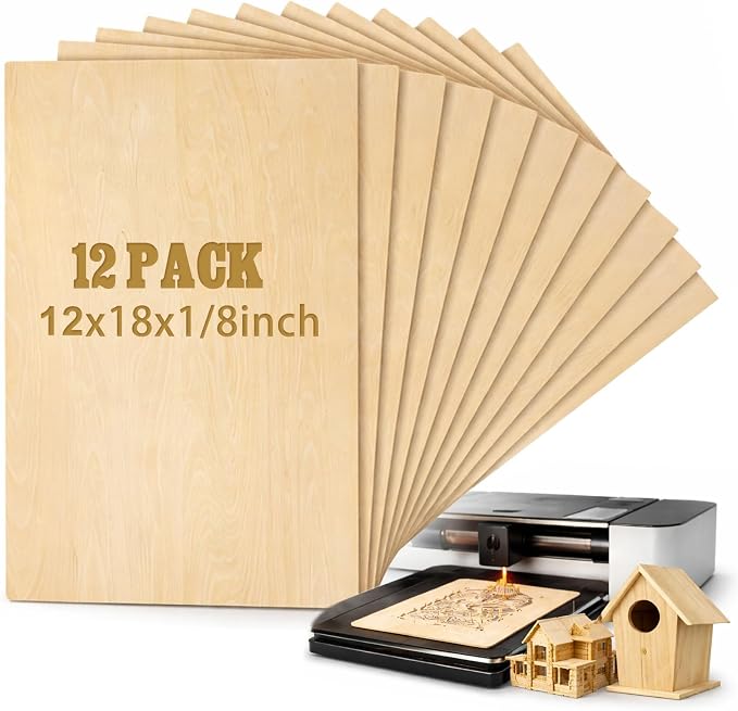 Juexica 12 Pcs 12" X 18"x 1/8" Basswood Craft Sheets 3mm Plywood Board Wood by Juexica