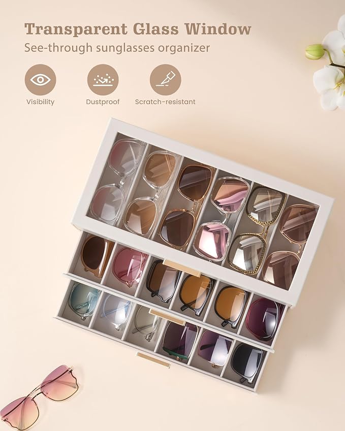 Lolalet Sunglasses Storage Box for Women, Eyewear Eye Glass Organizer - Image 4