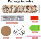 Clendo 8 Pcs Coffee Gnome Diamond Art Coasters Kit - Image 2