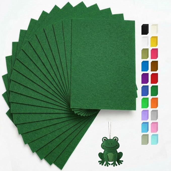 Emerald Green Felt Fabric Sheets Stiff 20 Pcs 8" X 12", 1mm Thick Assorted by FANOMMI
