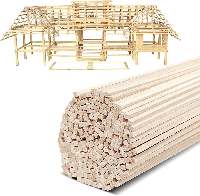300 Pcs Balsa Wood Sticks 1/8 x 1/8 x 12 Inch balsa Wood Strips Hardwood Square by buynow
