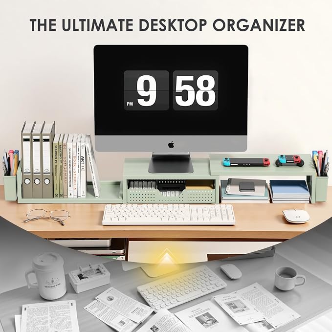 OPNICE Desk Organizers and Accessories, Dual Monitor Stand Riser - Image 6