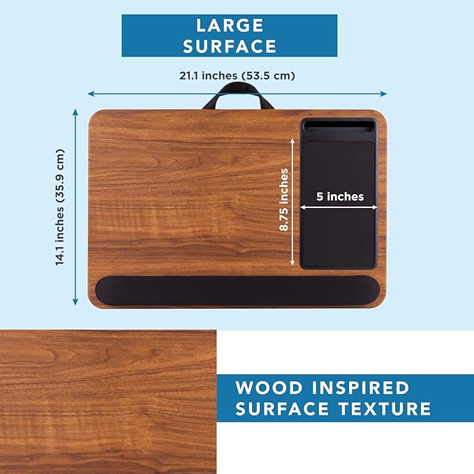 LAPGEAR Home Office Pro Lap Desk – Espresso Woodgrain, Fits 15.6” Laptops - Image 5