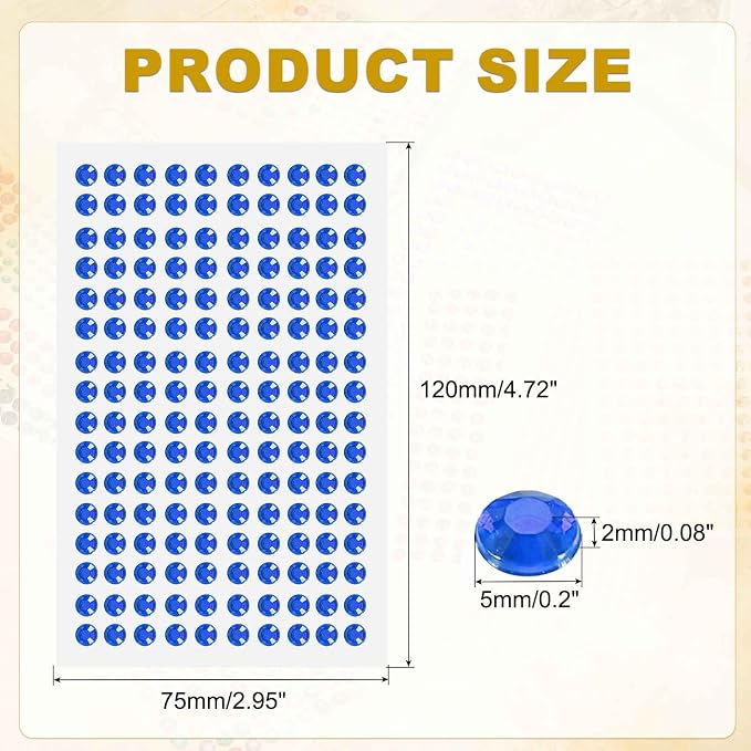 HARFINGTON 5 Sheet/800pcs Rhinestone Adhesive Stickers Self Adhesive Acrylic - Image 2