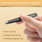2-Pack Tweezers for Eyebrows, Facial Hair, Ingrown Hair Removal, Slant and - Image 5