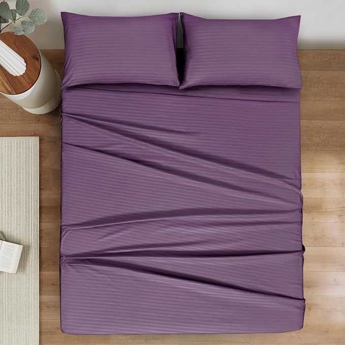 Mejoroom Striped King Size Bed Sheet Set - Image 2