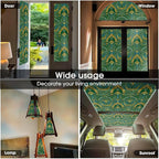 16“x118 Abstract Boho Peacock Green Vintage Double Side Window Films Art - Image 5