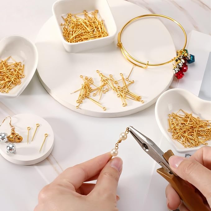 Junkin 1400 Pcs Eye Pins Mix Jewelry Findings 0.63 * 0.79 * 1.18 in Open Eye - Image 7