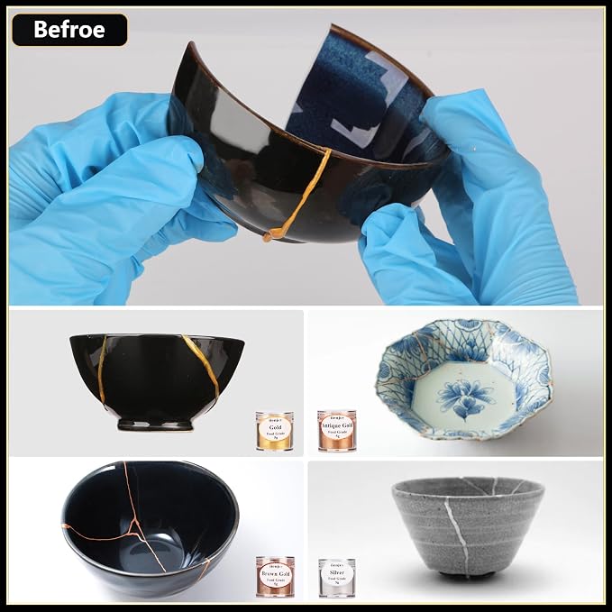 iienjoy Kintsugi Repair Kit, 4 Colors Food Safe Kintsugi Kit Repairs Broken - Image 4