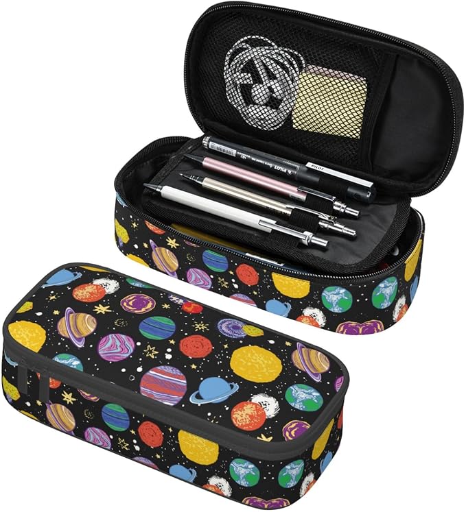 Cartoon Space Planet Pencil Case Organizer Big Capacity Pencil Pouch Stationery by Unknown