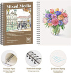 4 Pack Mixed Media Sketchbook, 9x12 inches Drawing Paper Sketch Book, - Image 3