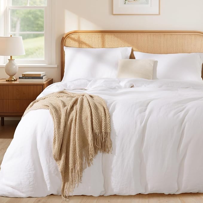 LBRO2M 100% France Linen Duvet Cover Set Queen Size 3 Pcs Natural Flax by LBRO2MBedding
