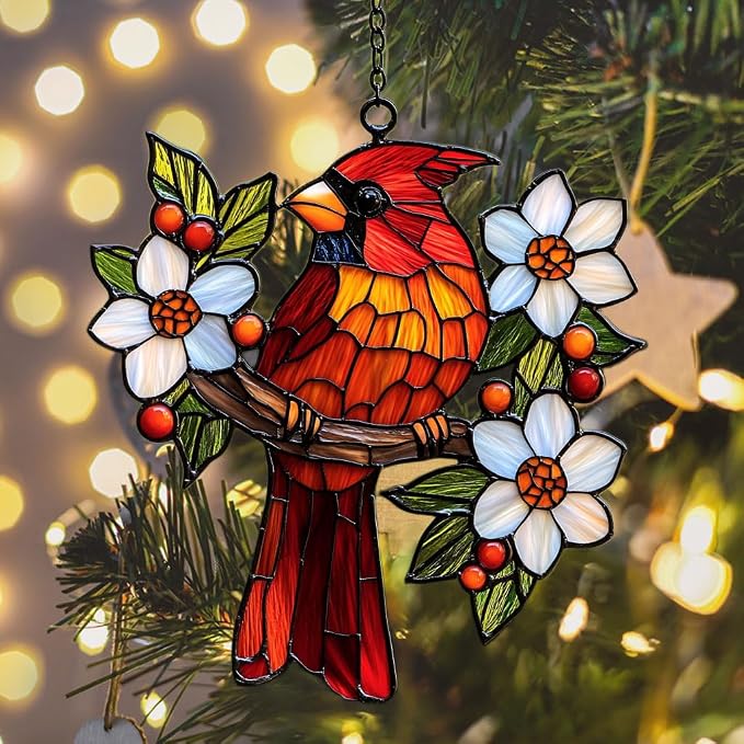 Cardinal Mosaic Effect Acrylic Suncatcher Stained Glass Effect Window Car - Image 6