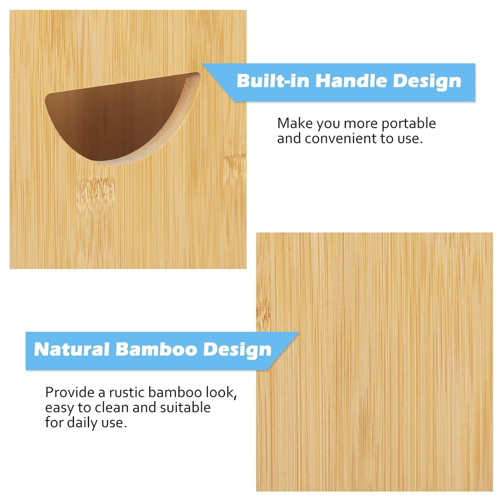 MOOACE Small Wastebaskets 2 Pack, 5 Gallon Trash Can with Handles, Rectangular Waste Baskets Bamboo Garbage Can for Bathroom Kitchen Living Room Office Decorative Under Counter