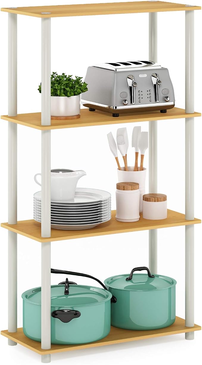 Furinno Turn-N-Tube 4-Tier Multipurpose Shelf Display Rack, Round Tubes by Furinno-FitsYourSpaceFitsYourBudget