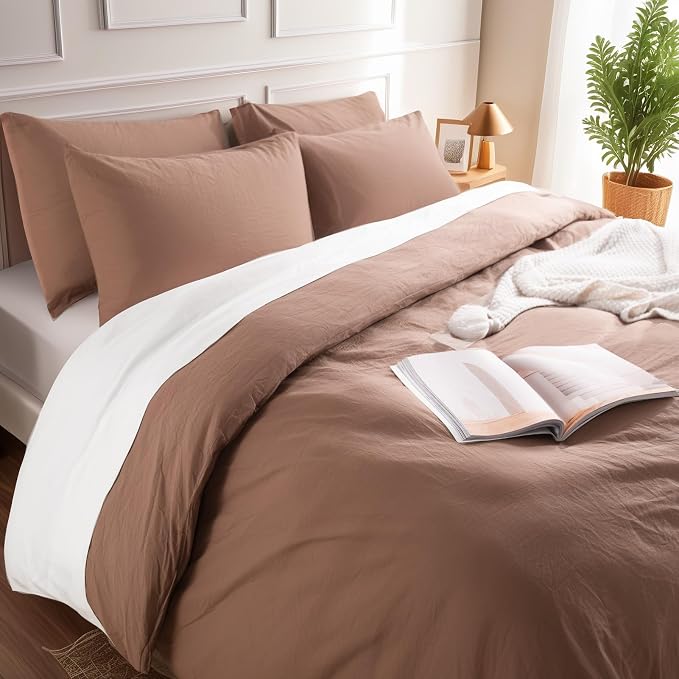 NEXHOME PRO Duvet Cover Set Queen Size Linen Textured Organic Natural 100% - Image 5