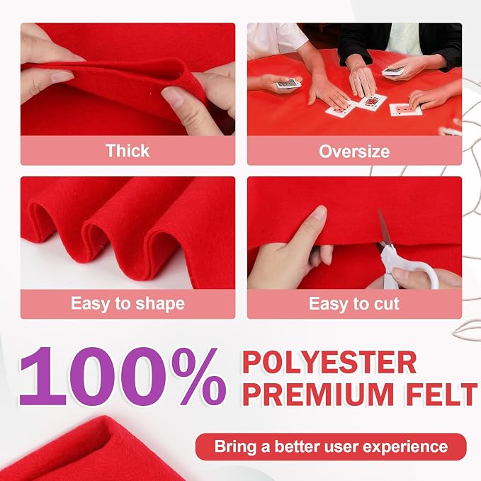 XSEINO Red Large Felt Fabric 36" X 36 ", 1.4 mm Thick Soft Felt Fabric Sheet - Image 4