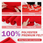 XSEINO Red Large Felt Fabric 36" X 36 ", 1.4 mm Thick Soft Felt Fabric Sheet - Image 4
