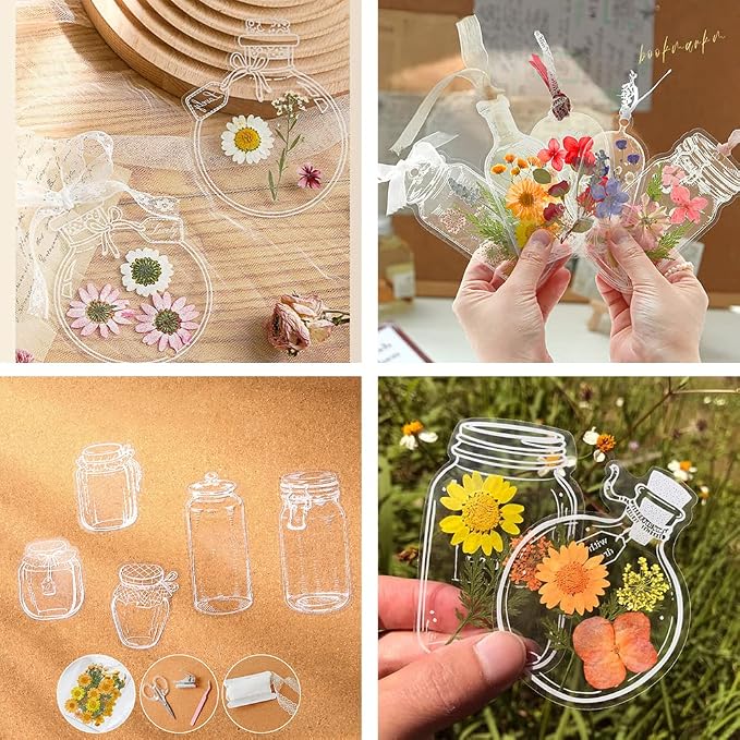 40Pcs Large Size DIY Bookmarks, Kaluofan Transparent Dried Flower Bookmarks - Image 6