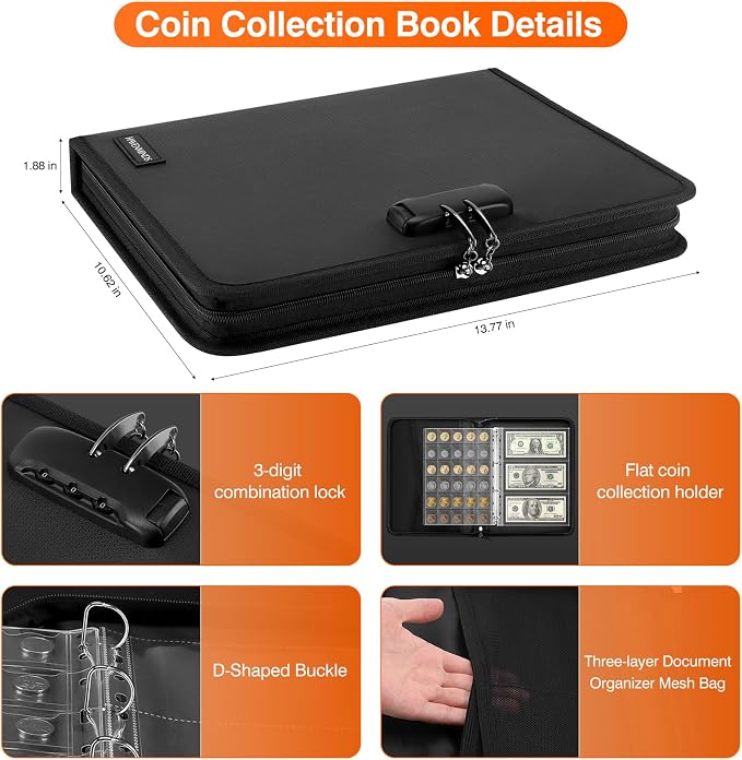 Coin Collection Book with 520 Pockets Coin Holders, Coin Albums - Image 6