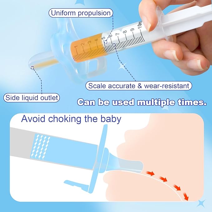 Baby Medicine Dispenser, Baby Medicine Syringe, 0 months and up Baby Pacifiers, 100% Silicone Pacifiers, BPA-Free (Blue)