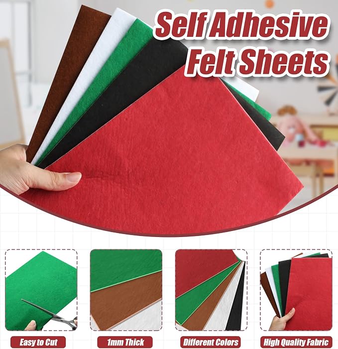 Bonsicoky White Self Adhesive Felt Sheets, 10 Pack, A4 Size | Felt Fabric - Image 4