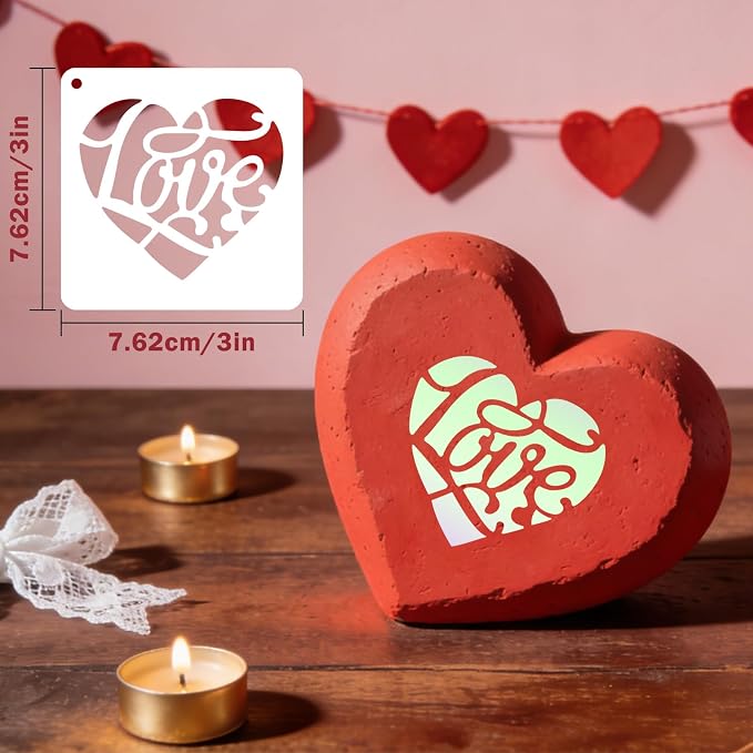 72 PCS 3x3 Inch Valentine‘s Day Stencils - Image 2