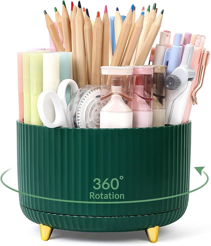 SKYDUE 360 Degree Rotating Desk Organizer, Dual-Purpose Pencil Pen Holder by SKYDUE