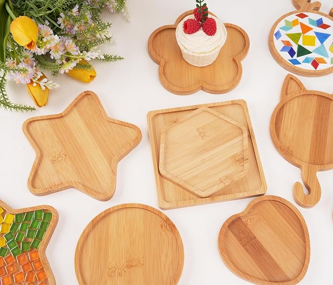 CHICSHIS 16 Pack Large Wooden Mosaic Bases – Assorted Shapes DIY Coaster Blanks - Image 4