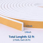 Self Adhesive Foam Tape Weatherstrip 1/2in x 1/4in x 52Ft High Density Foam - Image 2