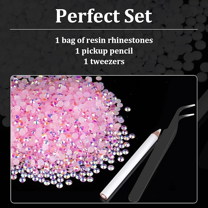5000pcs 2mm Resin Rhinestones Bulk, Light Pink AB Flatback Round Jelly - Image 5
