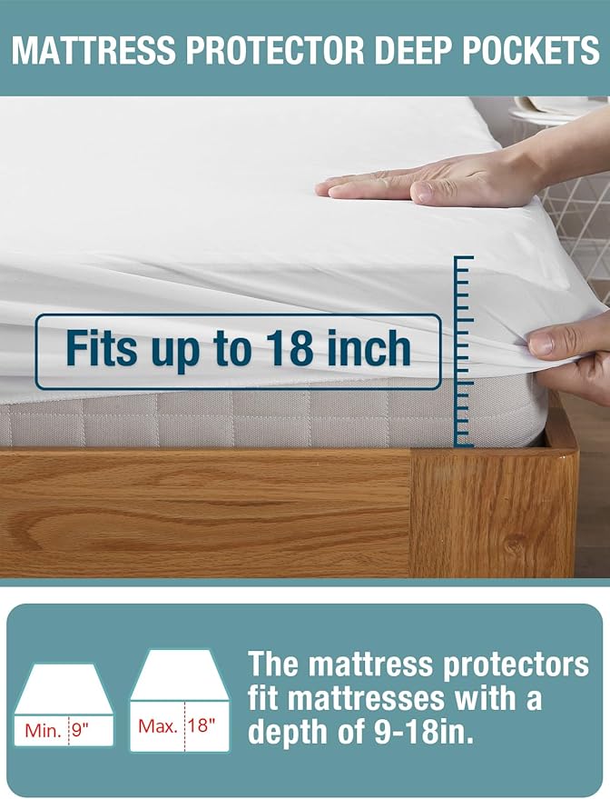 Bedecor Full XL Waterproof Mattress Protector, Soft Cotton Terry Fitted Cover - Image 4